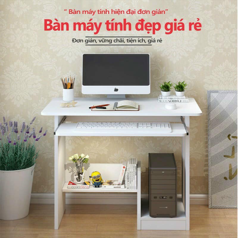 Bàn để máy tính, bàn học bằng gỗ giá rẻ cho sinh viên, văn phòng kiểu Bắc Âu gọn nhẹ