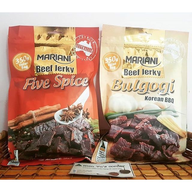 Thịt khô bò Úc MARIANI - vị Korean BBQ 350g hoặc FIVE SPICE 350g hoặc WAGYU 225g - Jerky beef