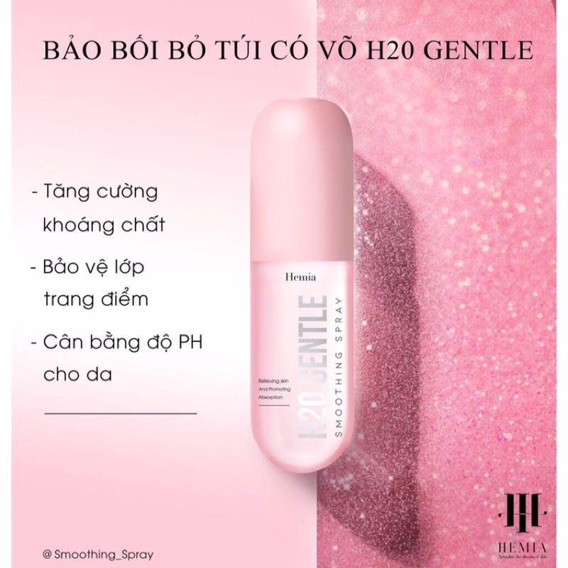 Xịt Khoáng 2IN1 Hemia - Xịt Khoáng DNA Cá Tầm H2O Gentle Cấp Ẩm Giúp Da Căng Bóng Bảo Vệ Lớp Trang Điểm