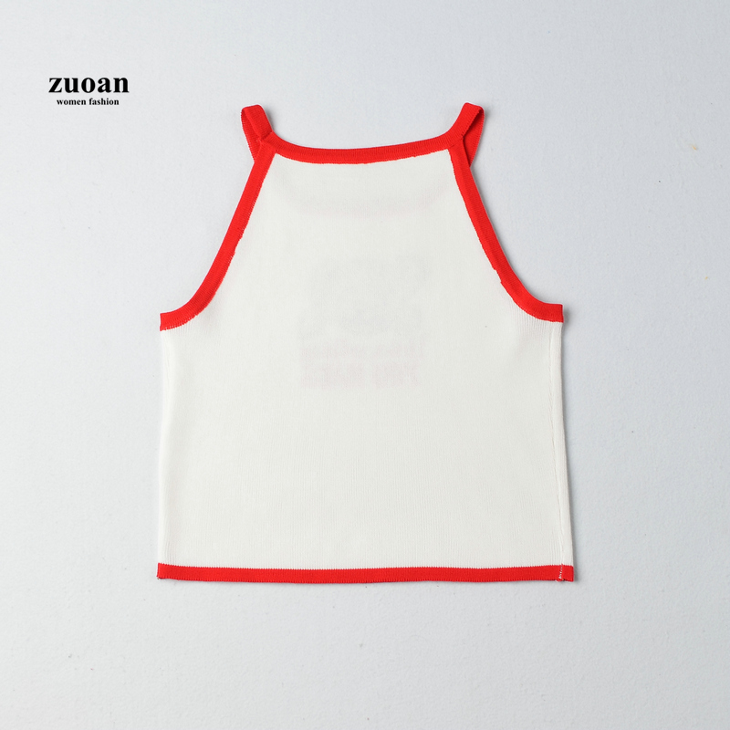 Áo dệt kim SUXIkhông tay hoạ tiết thêu phong cách hàn quốc