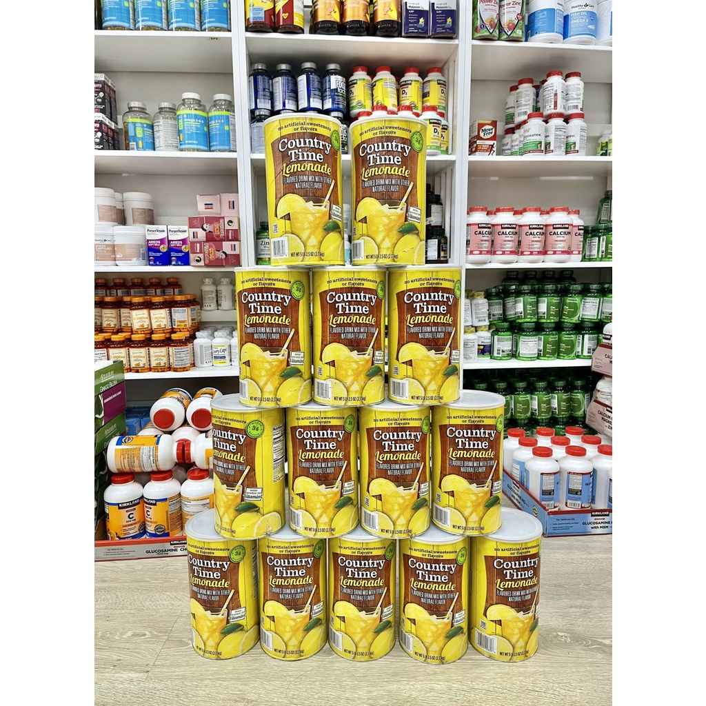 Bột chanh Country Time Lemonade ⚡ CỰC NGON ⚡ Bột pha nước chanh Hương vị chanh chua ngọt, thanh mát, cung cấp Vitamin C