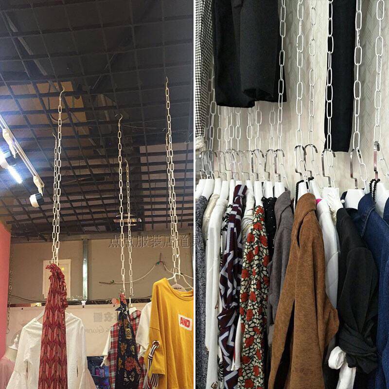 móc treo quần áo dây xích kim loại, chất liệu inox màu vàng,bạc không rỉ dài 1m, phụ kiện cho cửa hàng shop thời trang