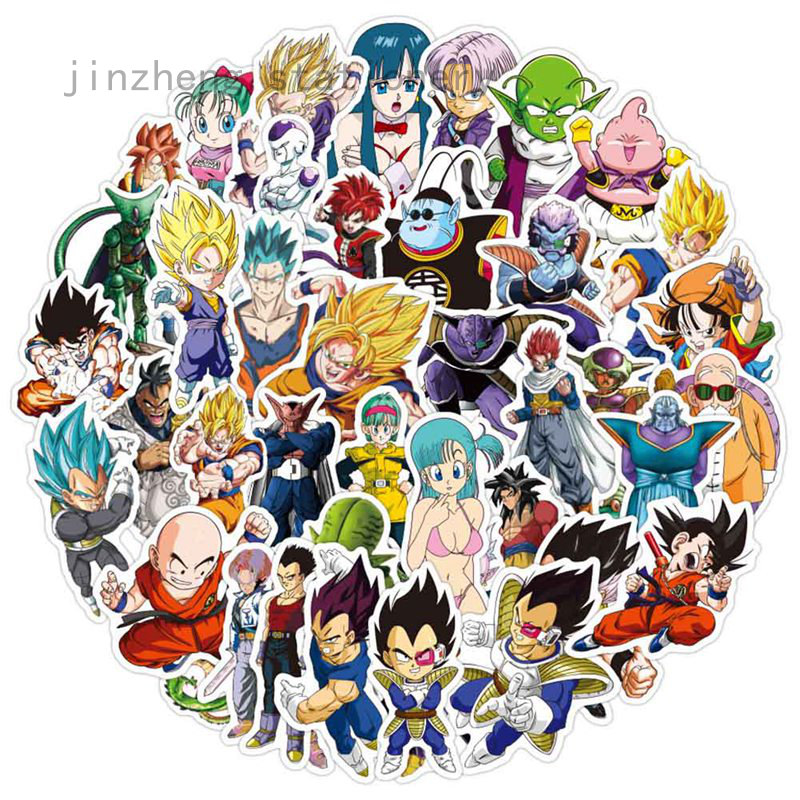 Bộ 50 Miếng Dán Trang Trí Ván Trượt In Hình Anime Dragon Ball Z Super Saiyan Goku