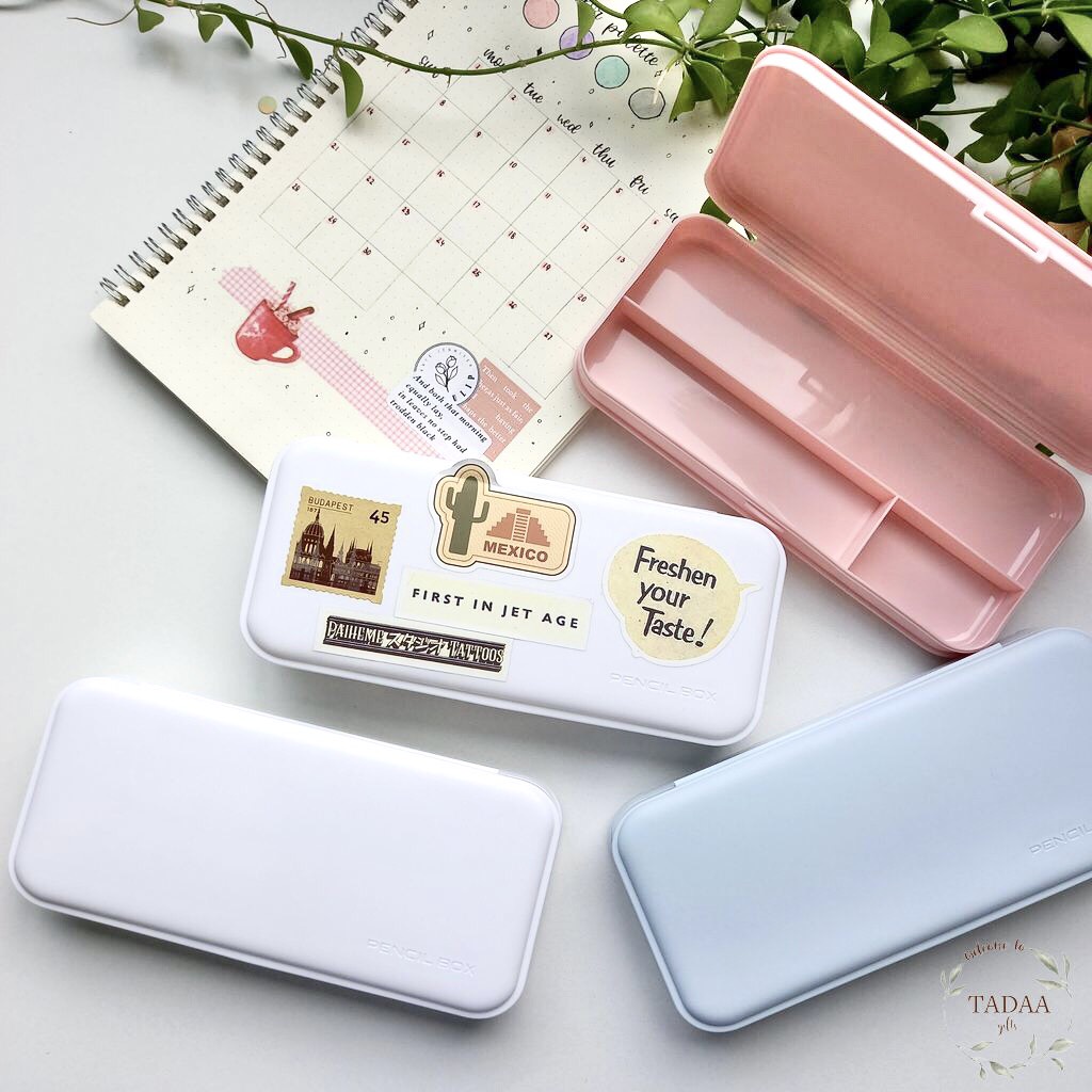 Hộp đựng bút đồ dùng học tập 3 ngăn bằng nhựa màu pastel pencil box thiết kế đơn giản cho học sinh phong cách Hàn Quốc