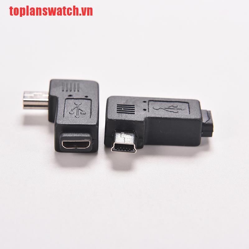 【toplanswatch】USB Micro 5Pin Female to Mini 5Pin Male 90 Degree Angle Adapter C