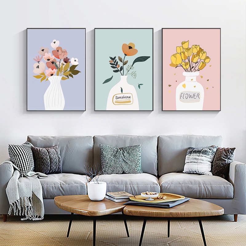 Tranh treo tường họa tiết hoa kiểu dáng đơn giản sáng tạo trang trí nội thất