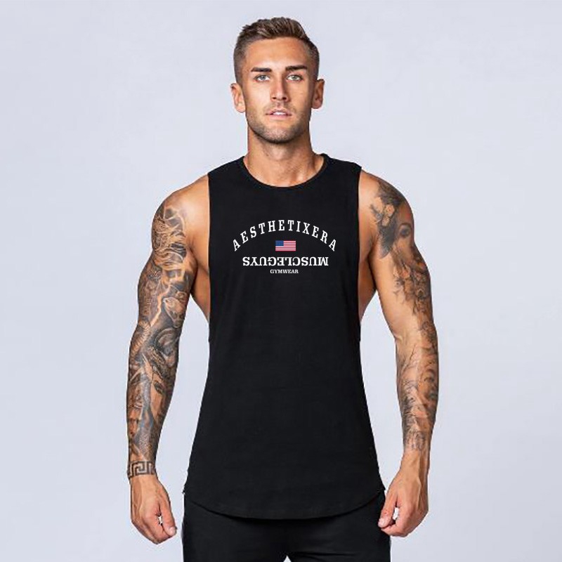 5 Colors Mens Sleeveless Tank Tops Sports Running Basketball Trackwear gym stringer tank top