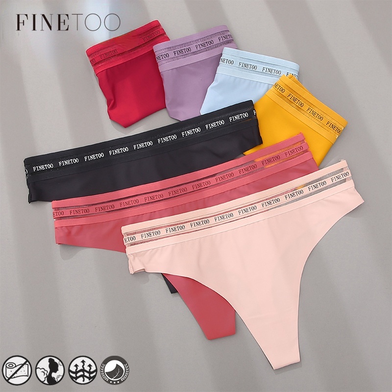 Quần lót dây FINETOO lưng thấp không đường may nhiều màu tùy chọn thời trang cỡ M-XL