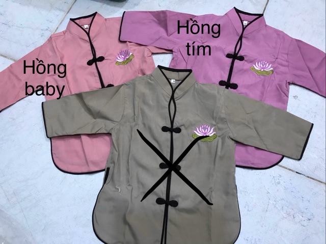 Đồ đi chùa cho bé thêu sen cổ tàu nút thắt