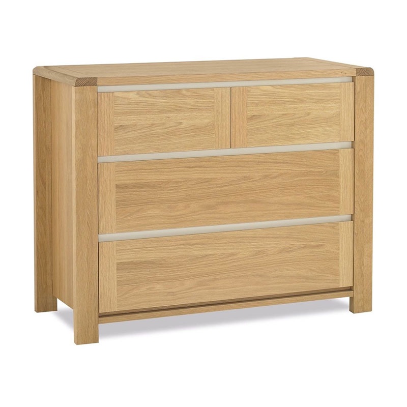 Tủ ngăn kéo 2+2 IBIE Casa gỗ sồi màu tự nhiên đựng quần áo, đồ dùng