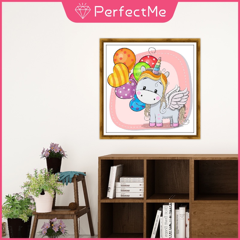 Bộ tranh đính đá DIY hình chú ngựa dễ thương 30x30