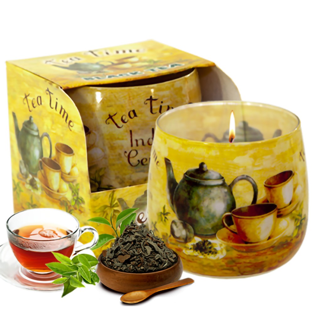 Ly nến thơm tinh dầu Bartek Tea Time 100g QT024484 - trà hoa nhài, nến xông phòng, trang trí, không khói, hàng nhập khẩu