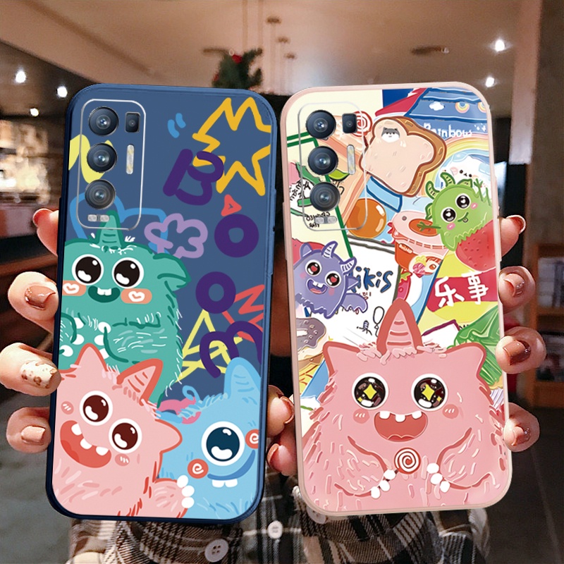 Ốp Điện Thoại Cạnh Vuông In Hình Quái Vật Mini Cho OPPO Reno6 Z 5G Reno 5 Pro 4 3 Reno2 Z F A95 5G A76 A96 4G