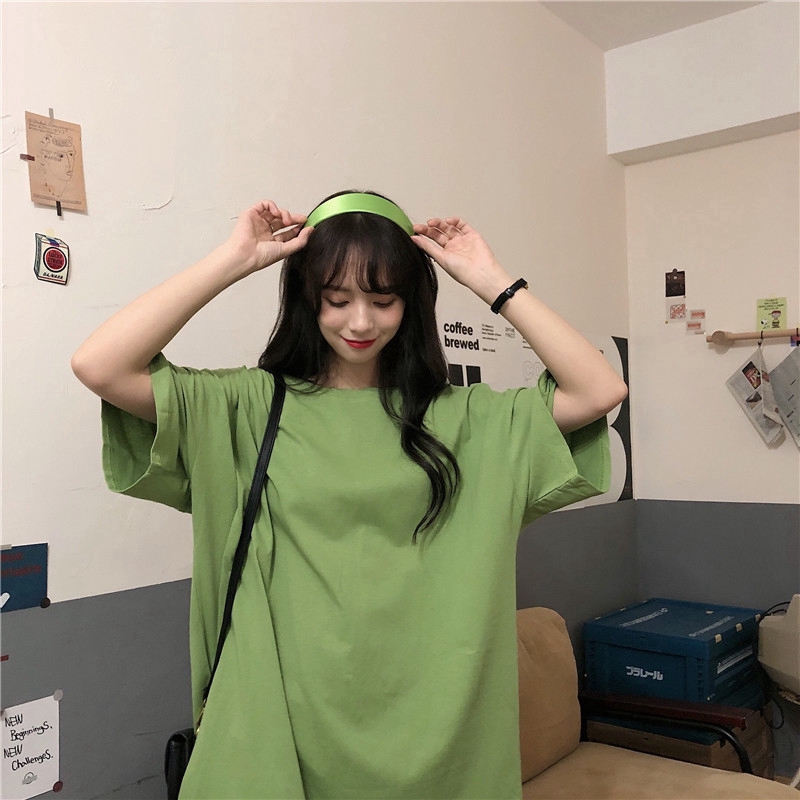 SUXI Áo thun trơn tay ngắn form rộng