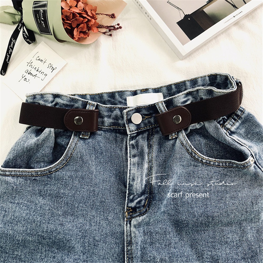 Thắt Lưng Nữ Vải Da Phối Khóa Kim Loại Thời Trang Phong Cách Hàn Quốc