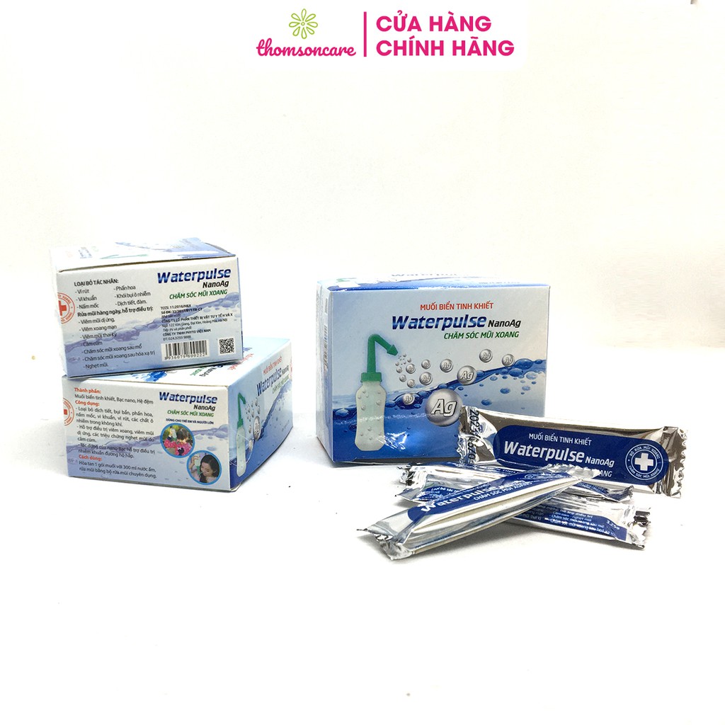 Muối rửa vệ sinh mũi xoang Waterpulse Nano Ag - Muối biển tinh khiết chăm sóc mũi xoang - Hộp 15 gói