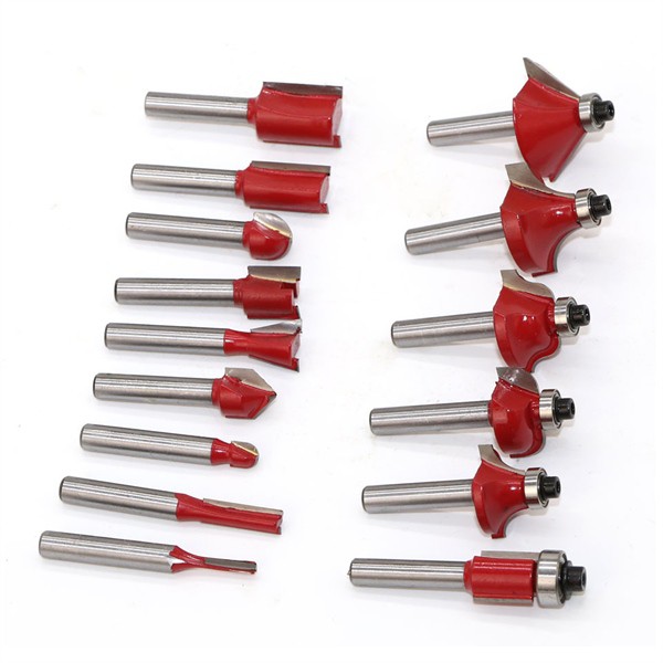 Bộ 15 dao phay gỗ, mũi phay gỗ 1/4 1/2