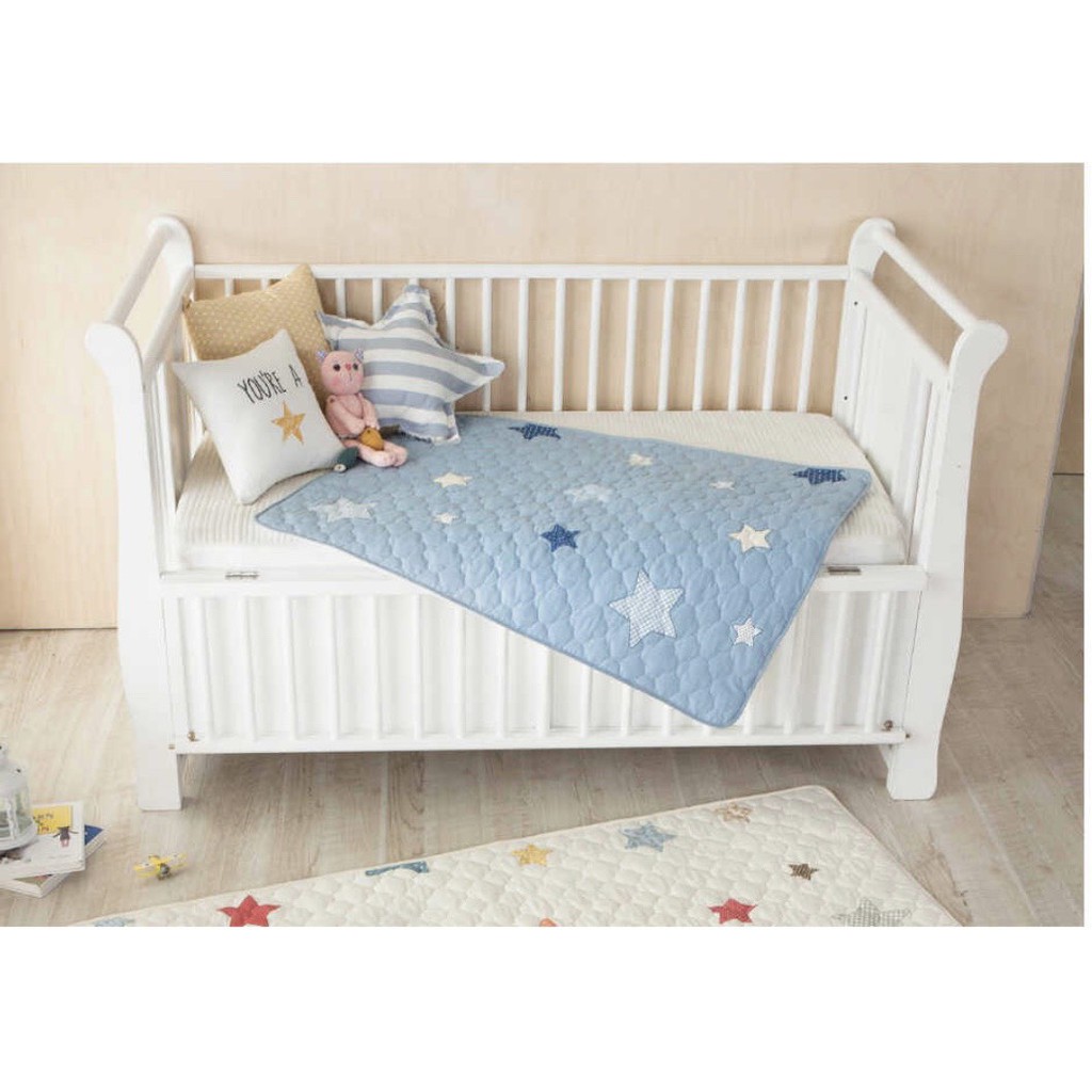 Thảm Lót Chống Thấm Hàn Quốc 3 Lớp Siêu Bền 100% Cotton, KT 75x100cm/ 100*150cm Cho Em Bé