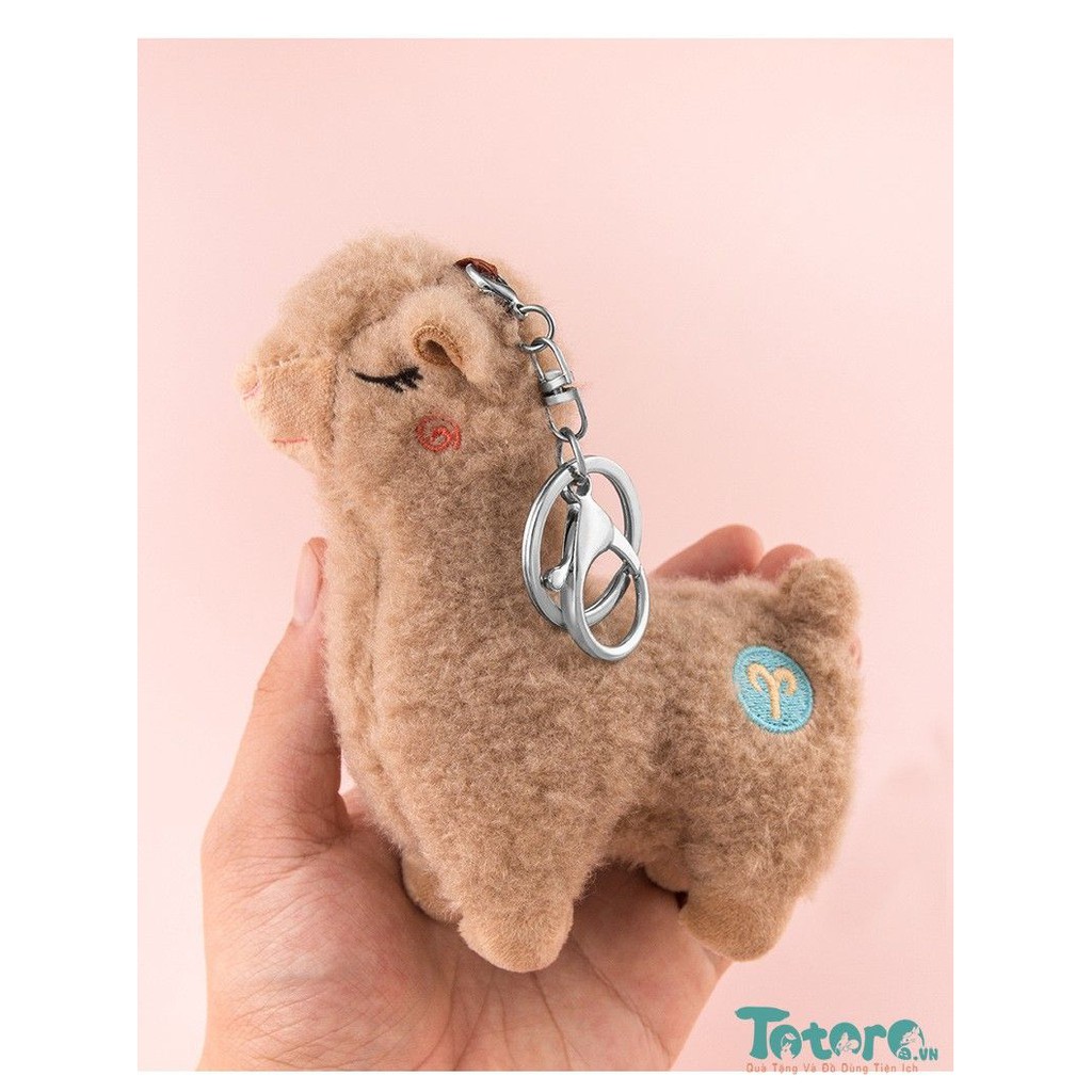 Móc khóa bông xù Lạc Đà Alpaca nhắm mắt 12cm - Alpaca sắc màu 10cm - Nhóc Bò Sữa ngồi bệt 10cm