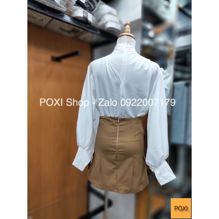 [ẢNH THẬT] Set Áo Cổ Điển + Quần Váy Cạp Cao Túi Nắp (Áo Trắng + QV Nâu) | BigBuy360 - bigbuy360.vn