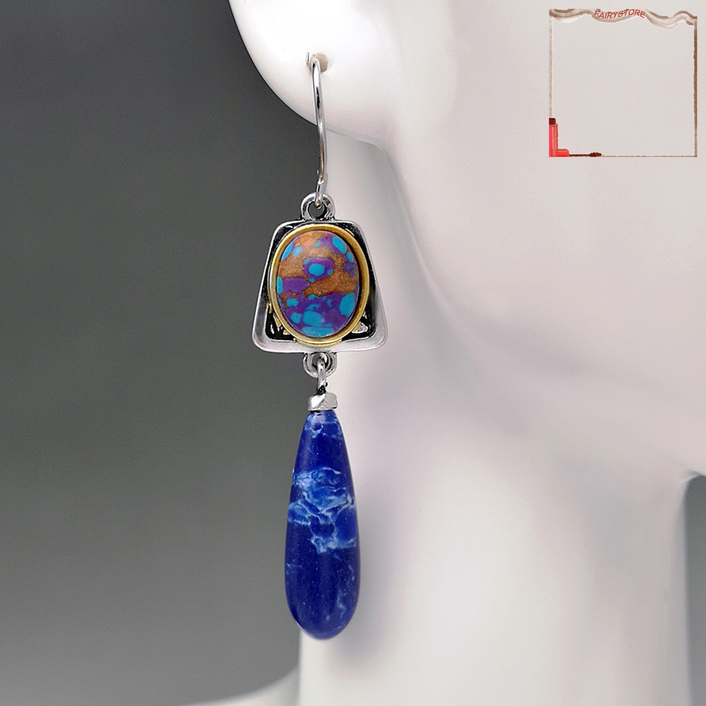 1 Đôi Bông Tai Đính Đá Xanh Nhân Tạo Trọng Lượng Nhẹ Dành Cho Nữ