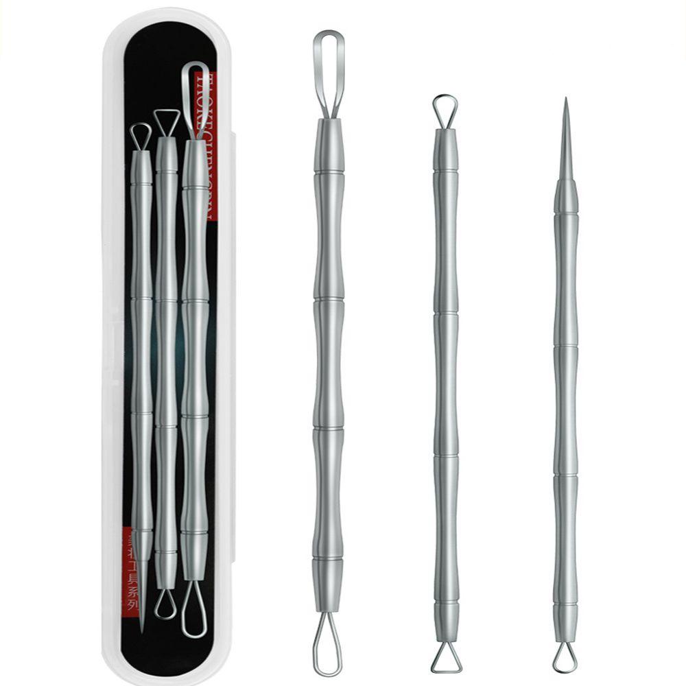 Set 3 Dụng Cụ Loại Bỏ Mụn Đầu Đen Ở Trán Bằng Thép Không Gỉ Chất Lượng Cao