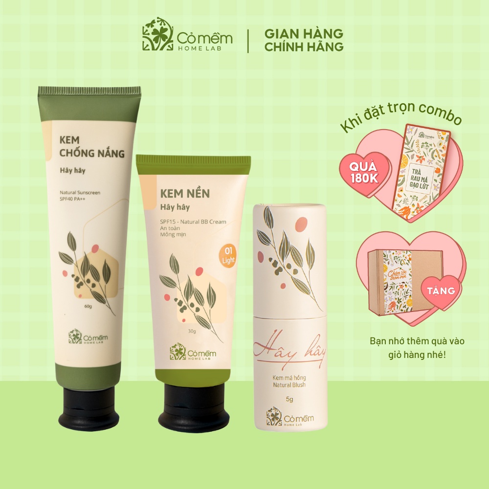 Bộ Trang Điểm Tối Giản 3 bước Cho Da Thường Hây Hây Cỏ Mềm