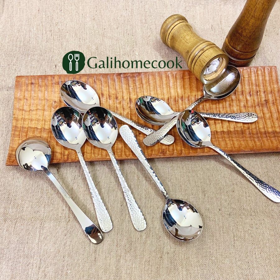 Thìa soup đầu tròn da rắn inox 304 BH21 xuất dư phong cách Hàn Quốc | Galihomecook BH21