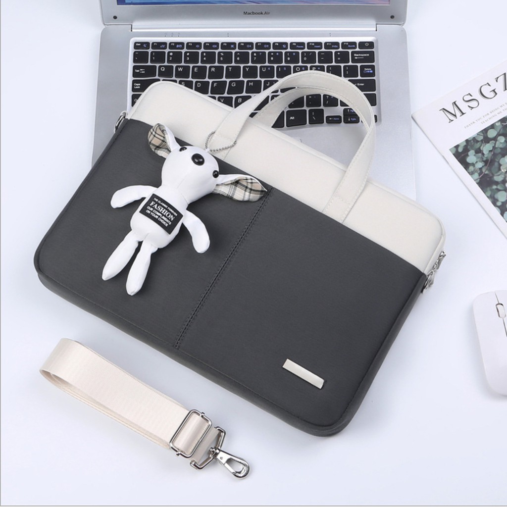 Túi chống sốc laptop macbook kèm gấu bông siêu cute đáng yêu