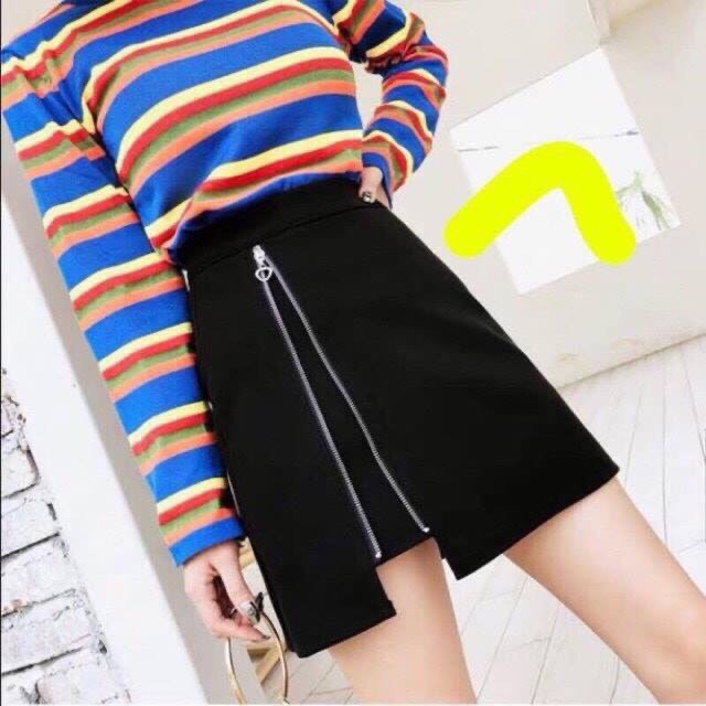 chân váy kaki mềm phối đường dây kéo 1 bên xinh xắn