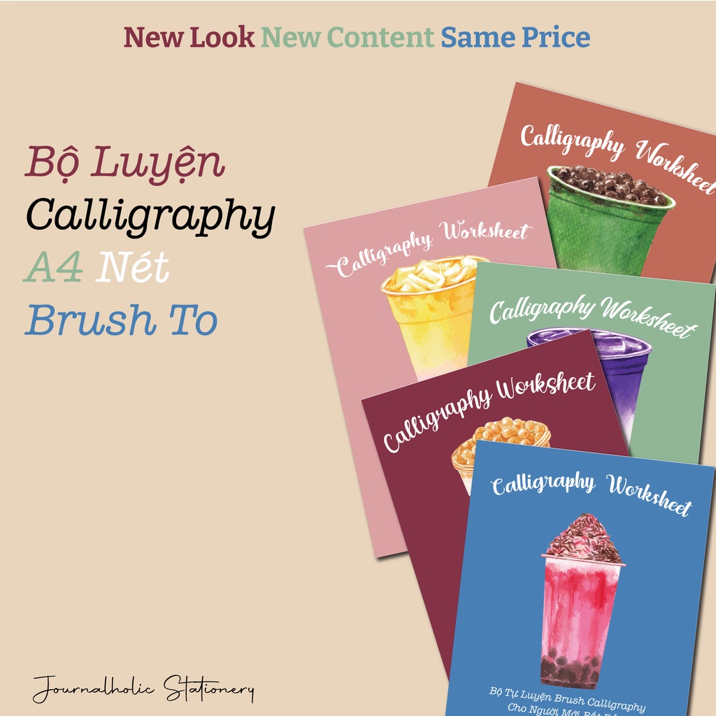 Bộ Giấy Luyện Chữ A4 Calligraphy/Brush Lettering - Nét Brush To - Journalholic Stationery
