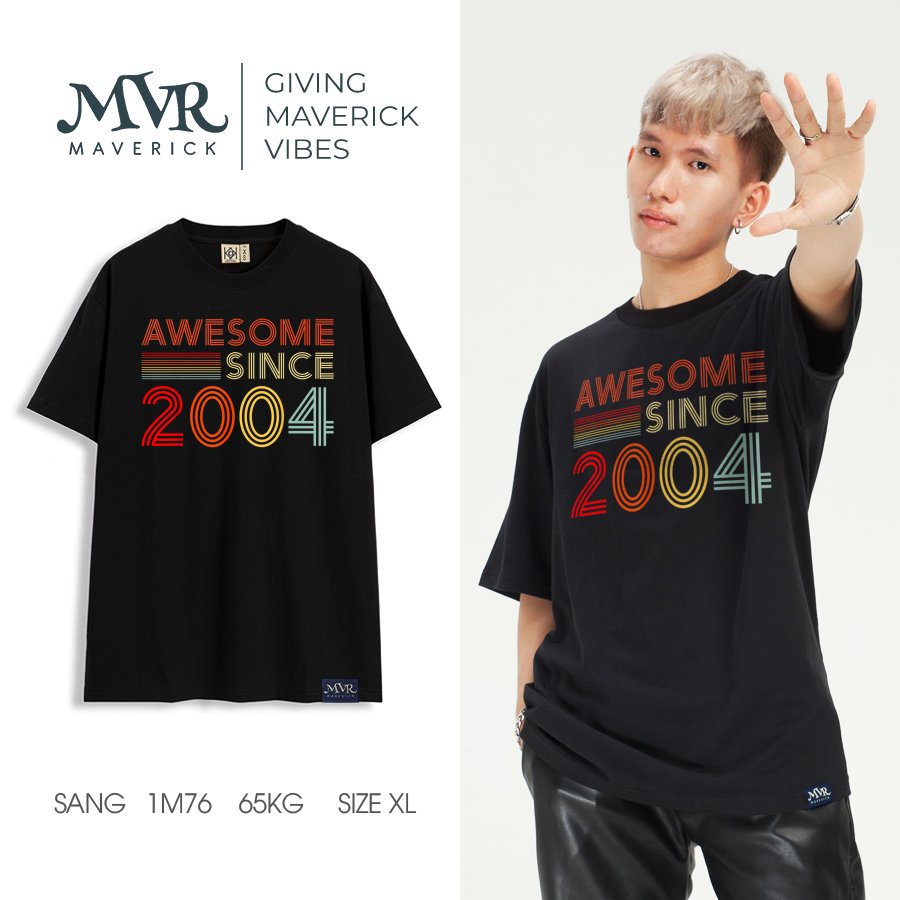 Áo thun nam nữ tay lỡ Trang trí mừng sinh nhật tuyệt vời 2004 MVR KK4018