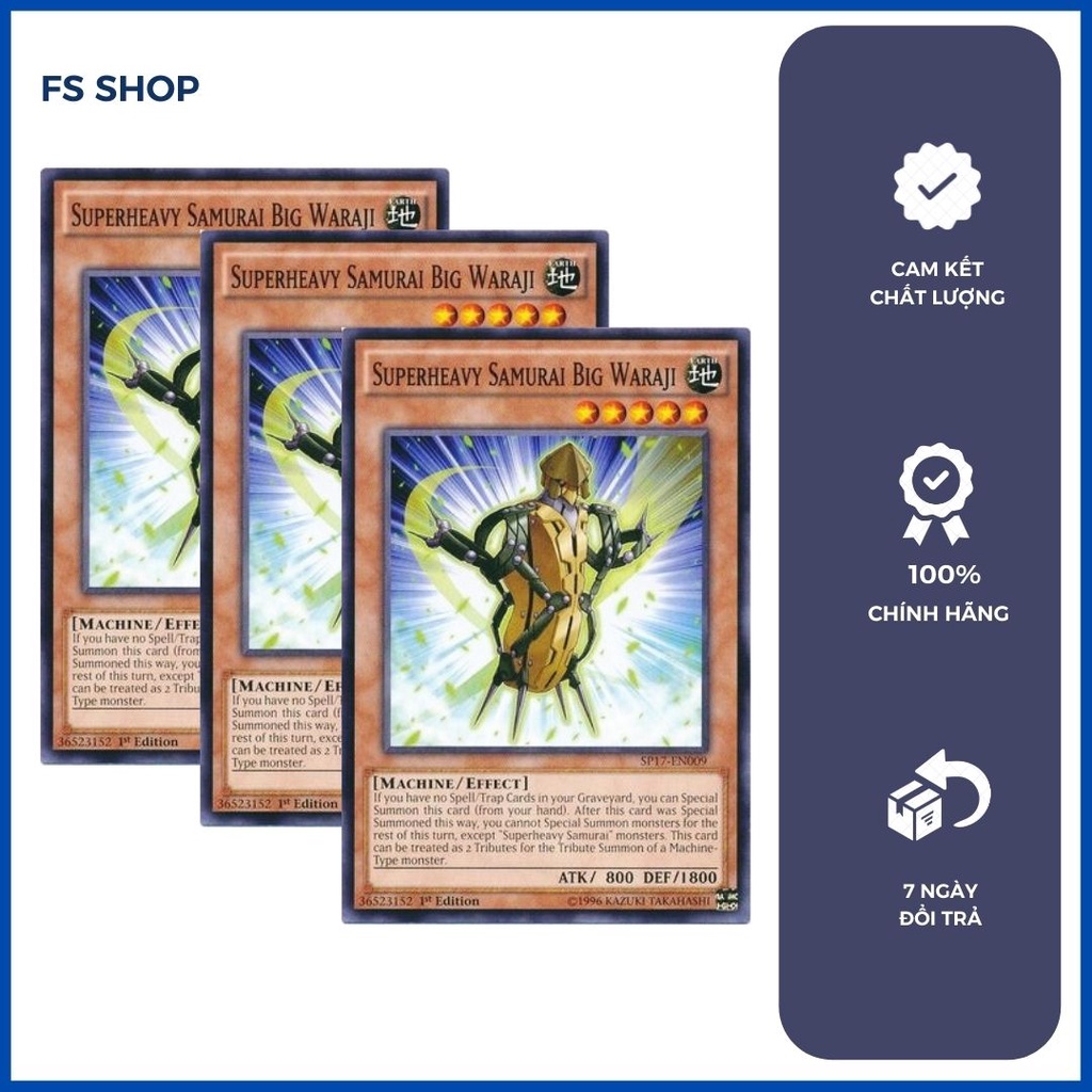 Thẻ bài Yugioh Set 3 lá Superheavy Samurai Big Waraji (Common) - Thẻ bài chính hãng