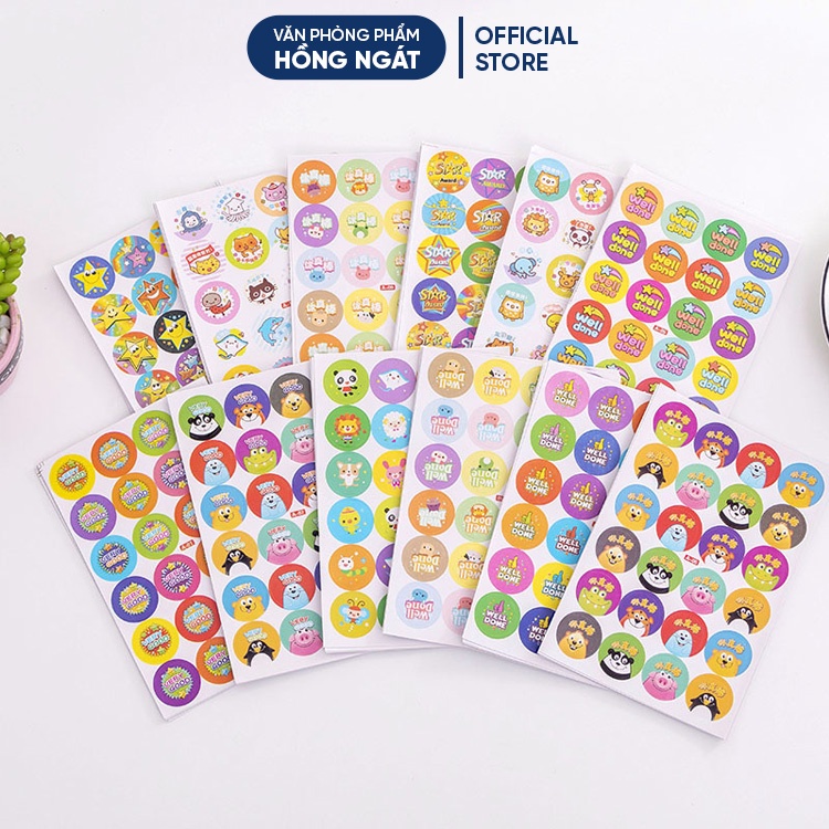 Sticker khen thưởng học sinh dán sổ cute dễ thương giá rẻ, sticker tiếng anh đồ dùng học tập văn phòng phẩm STK02