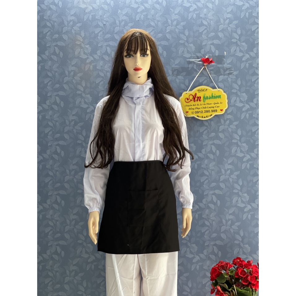 Tạp Dề Ngắn Trơn Màu Đen Vải KaKi Cao Cấp _ Xưởng sản xuất trực tiếp