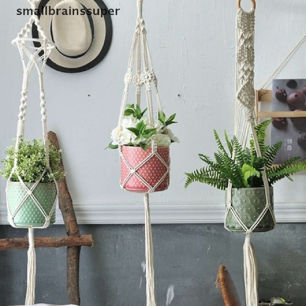 Giá đỡ chậu hoa bằng dây thừng treo tường trang trí sân vườn