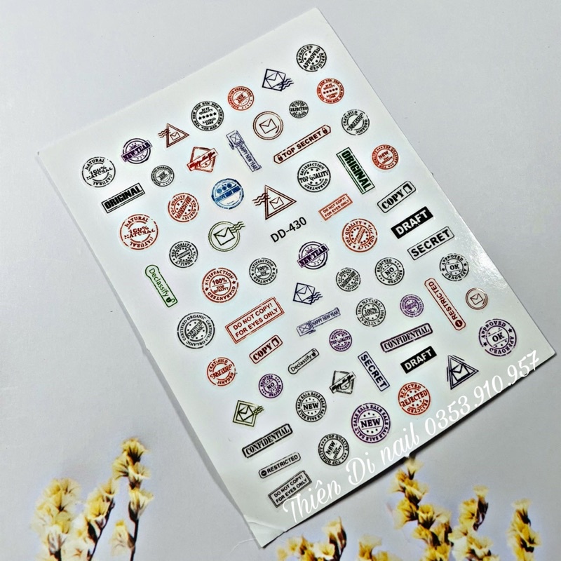Sticker dán móng tay hoạ tiết chữ hình Thiên Di Nail