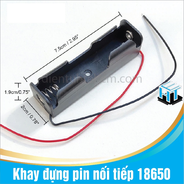 Khay đựng pin nối tiếp 18650 hàn sẵn dây điện - 1 cell / 2 cell / 3 cell / 4 cell