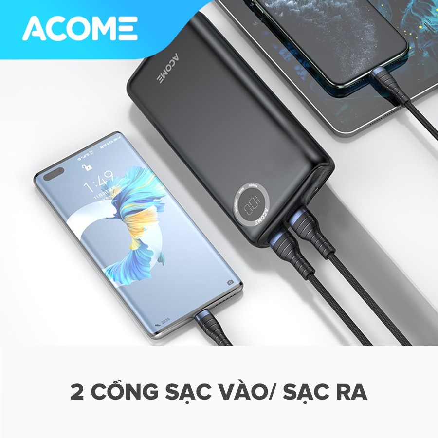 [Mã giảm 10% đơn 99K] Pin Sạc Dự Phòng ACOME AP202 20000mAh Sạc Nhanh 10.5W Hàng Chính Hãng Bảo Hành 12 Tháng 1 Đổi 1