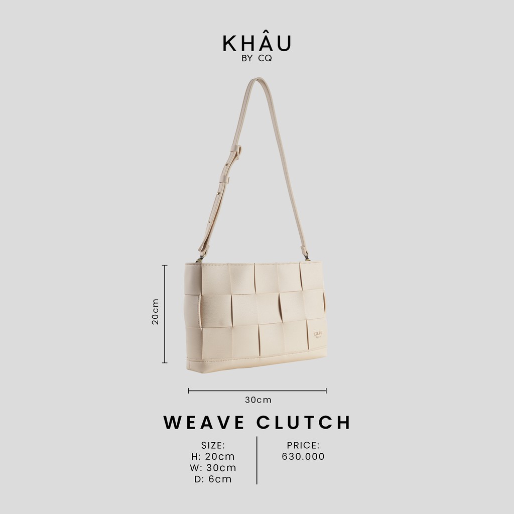Túi da KHÂU BY CQ đan sợi đeo chéo Weave Clutch