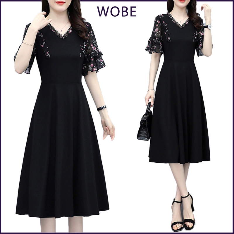 Đầm trung niên sang trọng cho mẹ bigsize thiết kế dáng xòe cao cấp dự tiệc K03 - WB WOMAN & BEAUTY