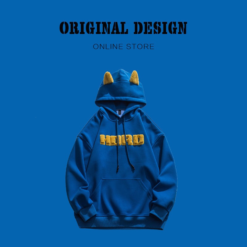 Áo Hoodie In Chữ Klein Màu Xanh Dương Phong Cách Nhật Bản Thời Trang Mùa Xuân Mới Cho Nam Và Nữ