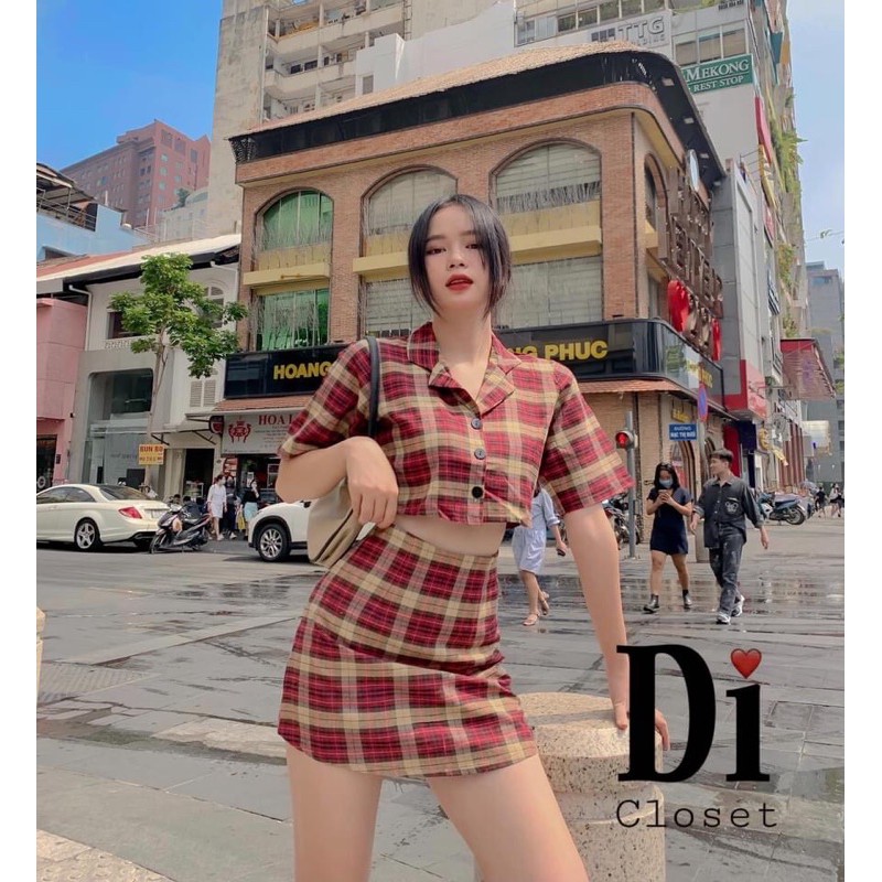 Set caro đỏ/ nâu (  Hình thật shop chụp )