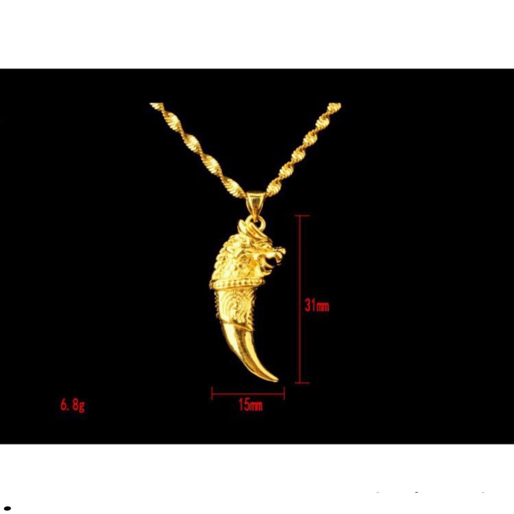 Bộ Dây chuyền Nam Soắn mạ vàng 18k mặt răng nanh cọp đầu rồng chạm khắc tinh tế đẳng cấp 2019