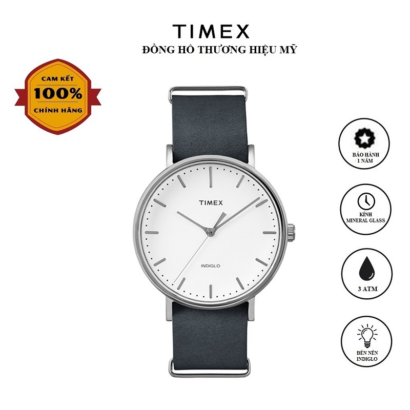 Đồng hồ Unisex Nam Nữ Timex Fairfield 41mm TW2P91300 Mặt Tròn Dây Da - Chính Hãng