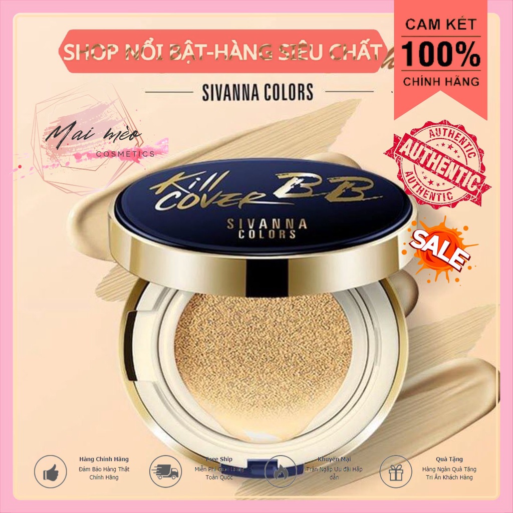 Phấn nước- Cushion Sivanna Kill Cover SPF50 PA++ Cushion BB Cream (1 cushion + 1 lõi)