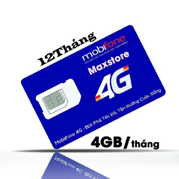 Sim 4G Mobi MDT250A Trọn Gói 1 Năm không mất phí 4Gb/tháng x 12 tháng