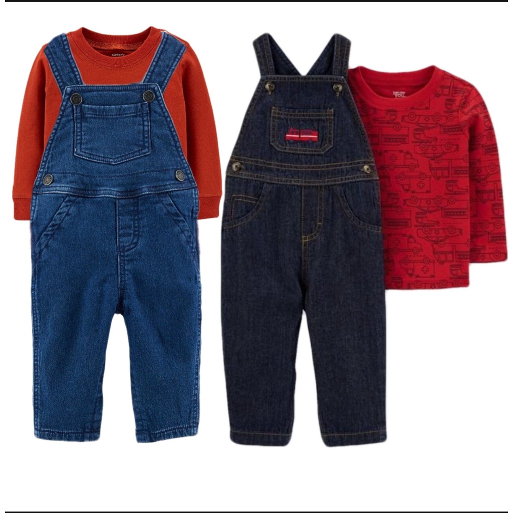 Set yếm jean thun và áo xuất khẩu cho bé trai bé gái sơ sinh - Shop Thời trang bé yêu