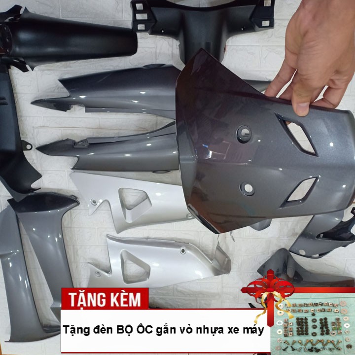 Bộ dàn áo xe Wave RS - wave alpha - wave s100 - Nhựa nguyên sinh ABS màu GHI , tặng kèm bộ ốc theo xe
