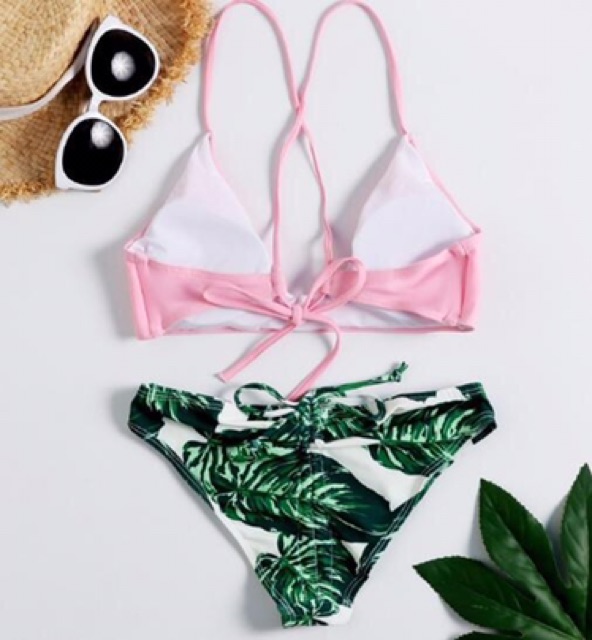 [HÀNG CÓ SIZE] Bikini 2 mảnh quần lá phối áo màu siêu xinh